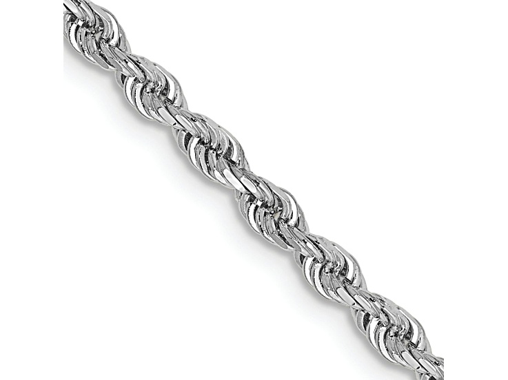 Rhodium Over 14k White Gold 2.75mm Solid Diamond-Cut Quadruple Rope 22 Inch Chain