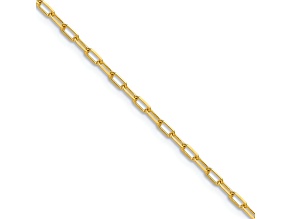 14K Yellow Gold 2.2mm Solid Beveled Diamond-Cut Paperclip Link Bracelet