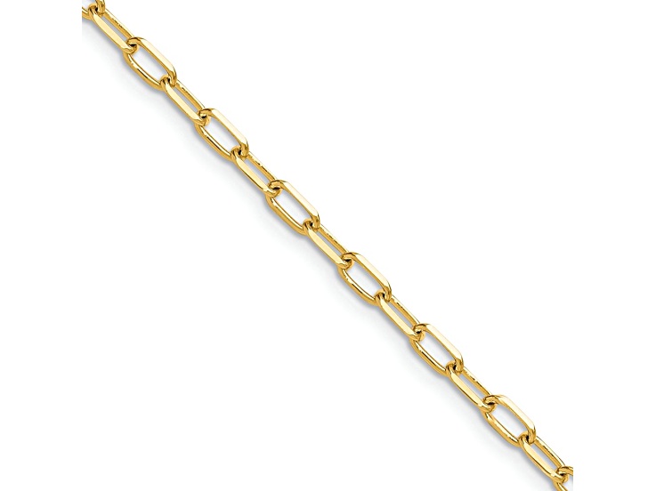 14K Yellow Gold 3mm Solid Beveled Diamond-Cut Paperclip Link 14K Yellow Gold 3mm Solid Beveled Diamond-Cut Paperclip Link
