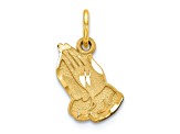 14k Yellow Gold Diamond-Cut, Textured and Satin Praying Hands Pendant