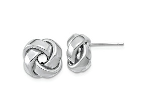Rhodium Over 14k White Gold Polished 12mm Love Knot Stud Earrings