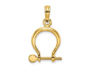 14k Yellow Gold 3D Small Shackle Link Screw Charm