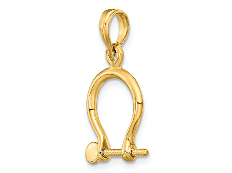 14k Yellow Gold 3D Small Shackle Link Screw Charm
