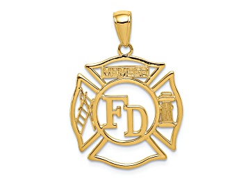 Picture of 14k Yellow Gold Fire Department Member in Shield Pendant