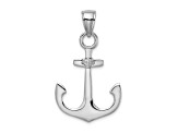 Rhodium Over 14k White Gold 3D Polished Anchor Pendant