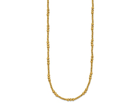 14K Yellow Gold Diamond-cut Beaded 18-inch Necklace