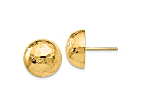14k Yellow Gold 13mm Hammered Half Ball Stud Earrings