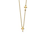 14K Yellow Gold Sideways Cross and Cross Pendant Necklace