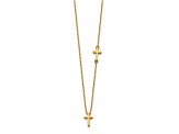 14K Yellow Gold Sideways Cross and Cross Pendant Necklace