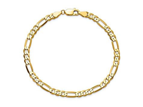 14K Yellow Gold 4.75mm Flat Figaro Chain Bracelet
