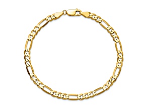 14K Yellow Gold 4.75mm Flat Figaro Chain Bracelet