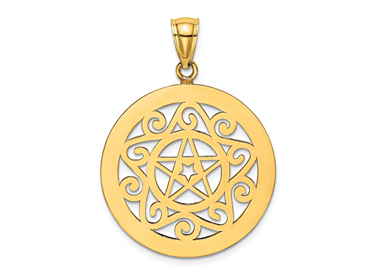 14k Yellow Gold Tribal Star In Round Frame Charm