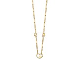 14K Yellow Gold Paperclip Link Heart 16-inch with 2-inch Ext. Necklace