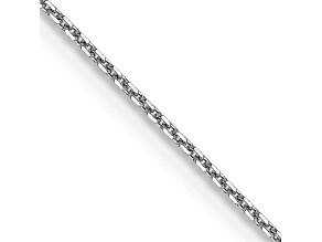 Rhodium Over 10k White Gold 0.8mm Solid Diamond-Cut Round Open Link Cable 20 Inch Chain
