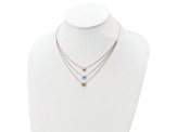 14K Tri-color Three Heart with 1-inch Extension Necklace