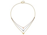 14K Tri-color Three Heart with 1-inch Extension Necklace