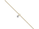 14K Two-tone Polished Heart with 1-inch Extension Anklet