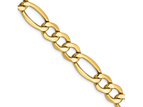 14k Yellow Gold 7.3mm Figaro Link 20 Inch Chain