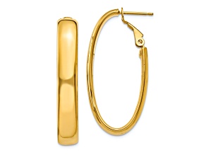 14k Yellow Gold 1 5/16" Oval Hoop Earrings