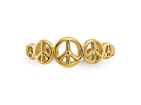 14K Yellow Gold Peace Sign Toe Ring