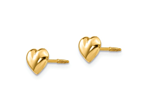 14k Yellow Gold Small Puffed Heart Earrings