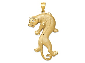 14k Yellow Gold Brushed and Diamond-Cut Panther Pendant