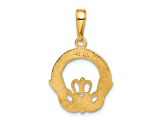 14k Yellow Gold Textured Claddagh pendant