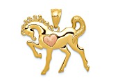 14K Yellow and Rose Gold Horse with Heart Charm