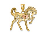 14K Yellow and Rose Gold Horse with Heart Charm