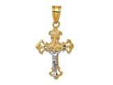 14K Yellow and White Gold INRI Crucifix Charm