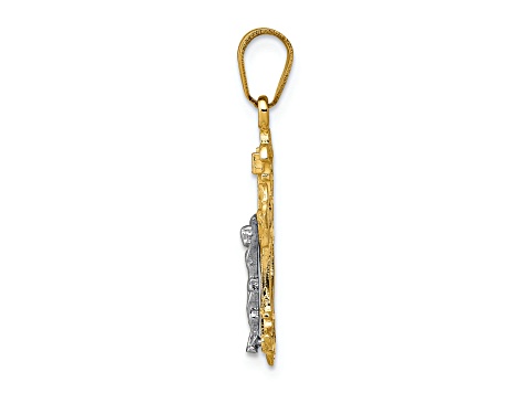 Charme Crucifix INRI En Or Blanc 14K - Bijou Religieux - Neuf