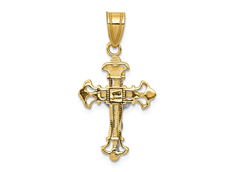 14K Yellow and White Gold INRI Crucifix Charm