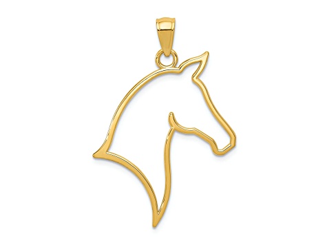 14K Yellow Gold Polished Cut Out Horse Head Pendant