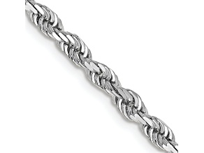 Rhodium Over 14k White Gold 3.35mm Solid Diamond-Cut Quadruple Rope 18 Inch Chain