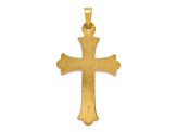 14K Yellow Gold Hollow Fleur De Lis Cross Pendant