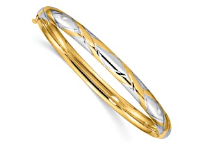 14K Two-tone Gold 4.75mm Criss-Cross Children's Hinged Bangle