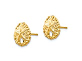 14K Yellow Gold Sand Dollar Post Earrings