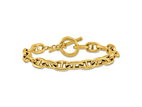 14K Yellow Gold 8mm Anchor Link 8 inch Toggle Bracelet