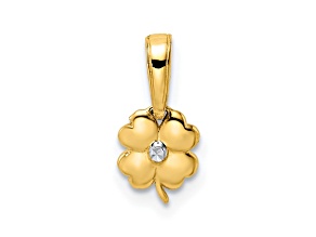14K Yellow Gold Diamond-cut 4 Leaf Clover Pendant