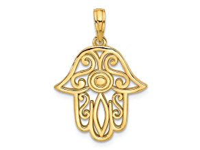 14k Yellow Gold Fancy Hamsa Charm