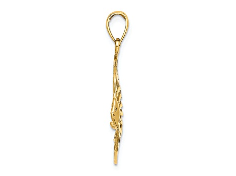14k Yellow Gold Textured Cut-Out Angelfish Charm