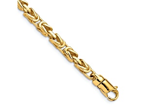 14k Yellow Gold 4.1mm Hand-Polished Byzantine Link Bracelet