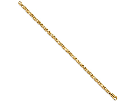 14k Yellow Gold 4.1mm Hand-Polished Byzantine Link Bracelet