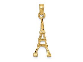 14k Yellow Gold Textured Eiffel Tower Pendant