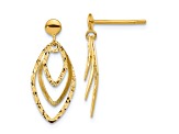 14K Yellow Gold Polished and Satin Post Dangle Earrings