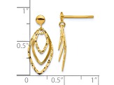 14K Yellow Gold Polished and Satin Post Dangle Earrings