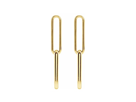 14K Yellow Gold Elongated Flat Link Dangle Earrings