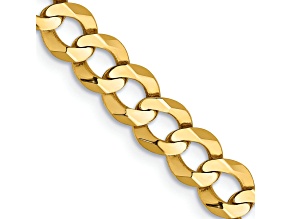 14k Yellow Gold 5.9mm Solid Flat Cuban 18 Inch Chain