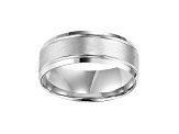 8mm Comfort Fit Band with Satin Finish Center in 10k White Gold