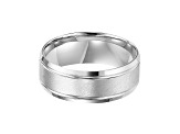 8mm Comfort Fit Band with Satin Finish Center in 10k White Gold